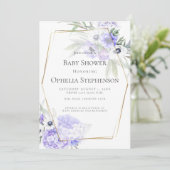 Invitation Baby shower | Floral d'anémone violet (Debout devant)