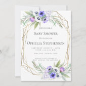 Invitation Baby shower | Floral d'anémone violet (Devant)