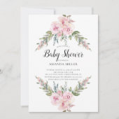 Invitation Baby shower floral d'aquarelle (Devant)