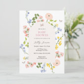 Invitation Baby shower floral d'aquarelle romantique (Debout devant)