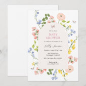 Invitation Baby shower floral d'aquarelle romantique (Devant / Derrière)