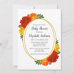 Invitation Baby shower Floral d'automne