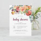 Invitation Baby shower floral d'automne (Debout devant)