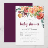 Invitation Baby shower floral d'automne (Devant / Derrière)