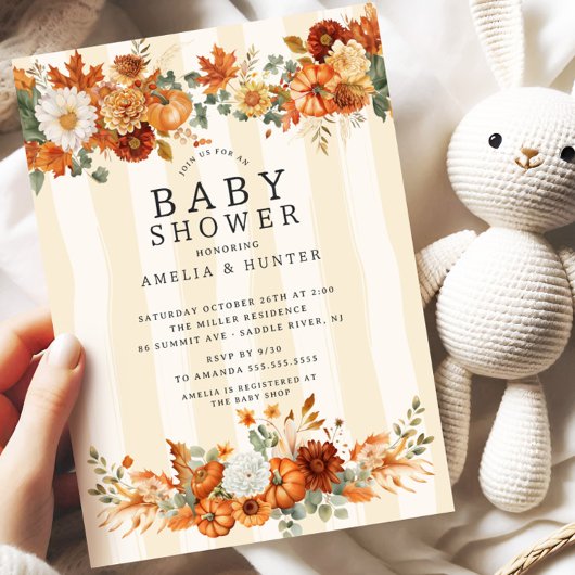 Invitation Baby shower floral d'automne