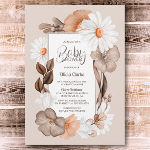 Invitation Baby shower floral d'automne