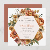 Invitation Baby shower Floral d'automne rustique (Devant / Derrière)