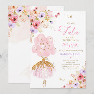 Invitation Baby shower Floral De Ballerina Rose Et Lilac