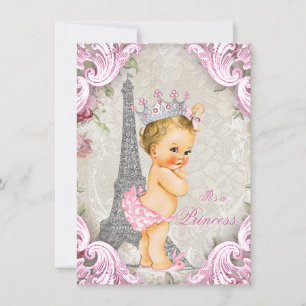 Invitation Baby shower Floral de Blonde Princess Vintage Pari