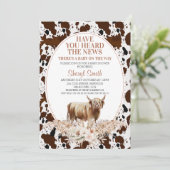 Invitation Baby shower Floral de Boho de vache de Highland (Debout devant)