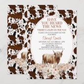 Invitation Baby shower Floral de Boho de vache de Highland (Devant / Derrière)