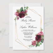 Invitation Baby shower floral de Bourgogne (Devant)