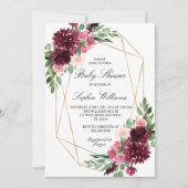 Invitation Baby shower floral de Bourgogne (Devant)