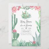 Invitation Baby shower floral de Cactus du désert (Devant)