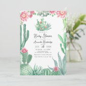Invitation Baby shower floral de Cactus du désert (Debout devant)