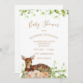 Invitation Baby shower floral de cerf de bois (Devant / Derrière)