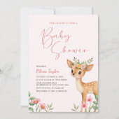 Invitation Baby shower floral de cerfs de bois (Devant)
