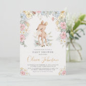 Invitation Baby shower floral de cerfs de bois (Debout devant)