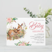 Invitation Baby shower floral de cerfs de maman et de bébé (Debout devant)