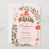 Invitation Baby shower floral de champignons de bois (Devant)