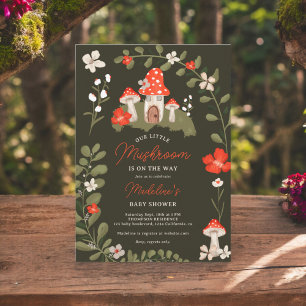 Invitation Baby shower floral de champignons de bois