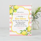 Invitation Baby shower floral de citron rose et jaune (Debout devant)