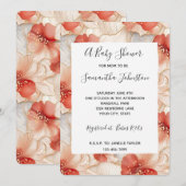 Invitation Baby shower floral de corail d'ivoire rouge (Devant / Derrière)