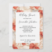 Invitation Baby shower floral de corail d'ivoire rouge (Devant)