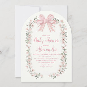 Invitation Baby shower floral de cou rose