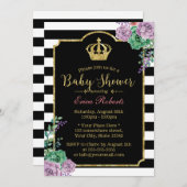 Invitation Baby shower Floral de Couronne or (Devant / Derrière)
