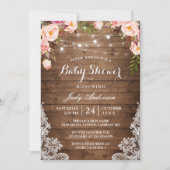 Invitation Baby shower floral de dentelle rustique (Devant)