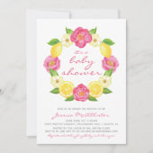 Invitation Baby shower floral de fille de rose de rose de (Devant)