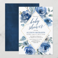 Baby shower floral de garçon d'aquarelle d'indigo