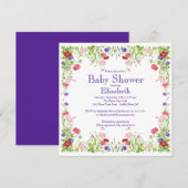 Invitation Baby shower floral de joli fleur sauvage (Devant / Derrière)