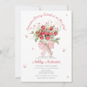 Invitation Baby shower floral de la boue rose fraise (Devant)