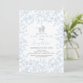 Invitation Baby shower floral de la Chinoiserie bleue Invitat (Debout devant)