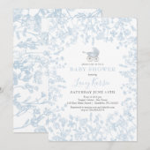 Invitation Baby shower floral de la Chinoiserie bleue Invitat (Devant / Derrière)