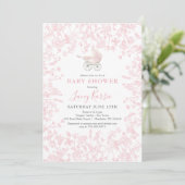 Invitation baby shower floral de la Chinoiserie ro (Debout devant)
