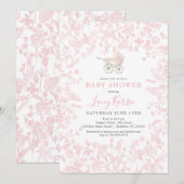Invitation baby shower floral de la Chinoiserie ro (Devant / Derrière)