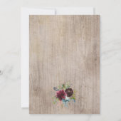 Invitation Baby shower floral de la marine de Bourgogne rusti (Dos)