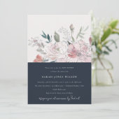 Invitation Baby shower floral de la marine de couleur rousse (Debout devant)
