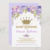 Invitation Baby shower floral de la princesse Lavender Gold C (Devant / Derrière)