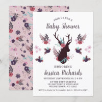 Baby shower floral de la tête de cerf rustique Mau