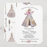 Baby shower floral de la tribu Boho Teepee
