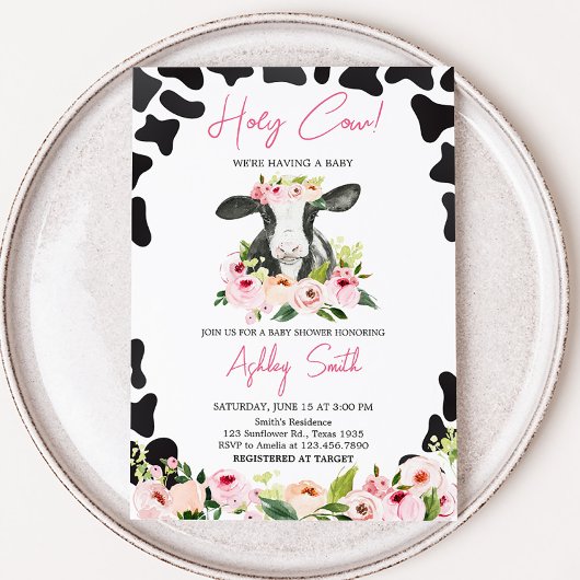Invitation Baby shower Floral de la Vache Sainte