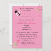 Invitation Baby shower Floral De Ladybug Rose (Devant)