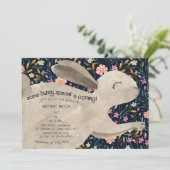 Invitation Baby shower Floral de lapin boisé mignon (Debout devant)
