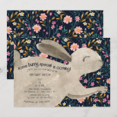 Invitation Baby shower Floral de lapin boisé mignon (Devant / Derrière)