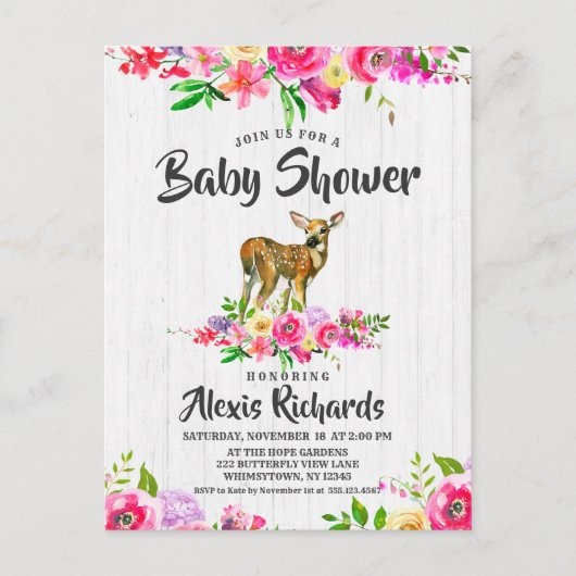 Invitation Baby shower Floral de l'aquarelle du ce (Devant)