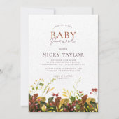 Invitation Baby shower Floral de l'automne de neige (Devant)